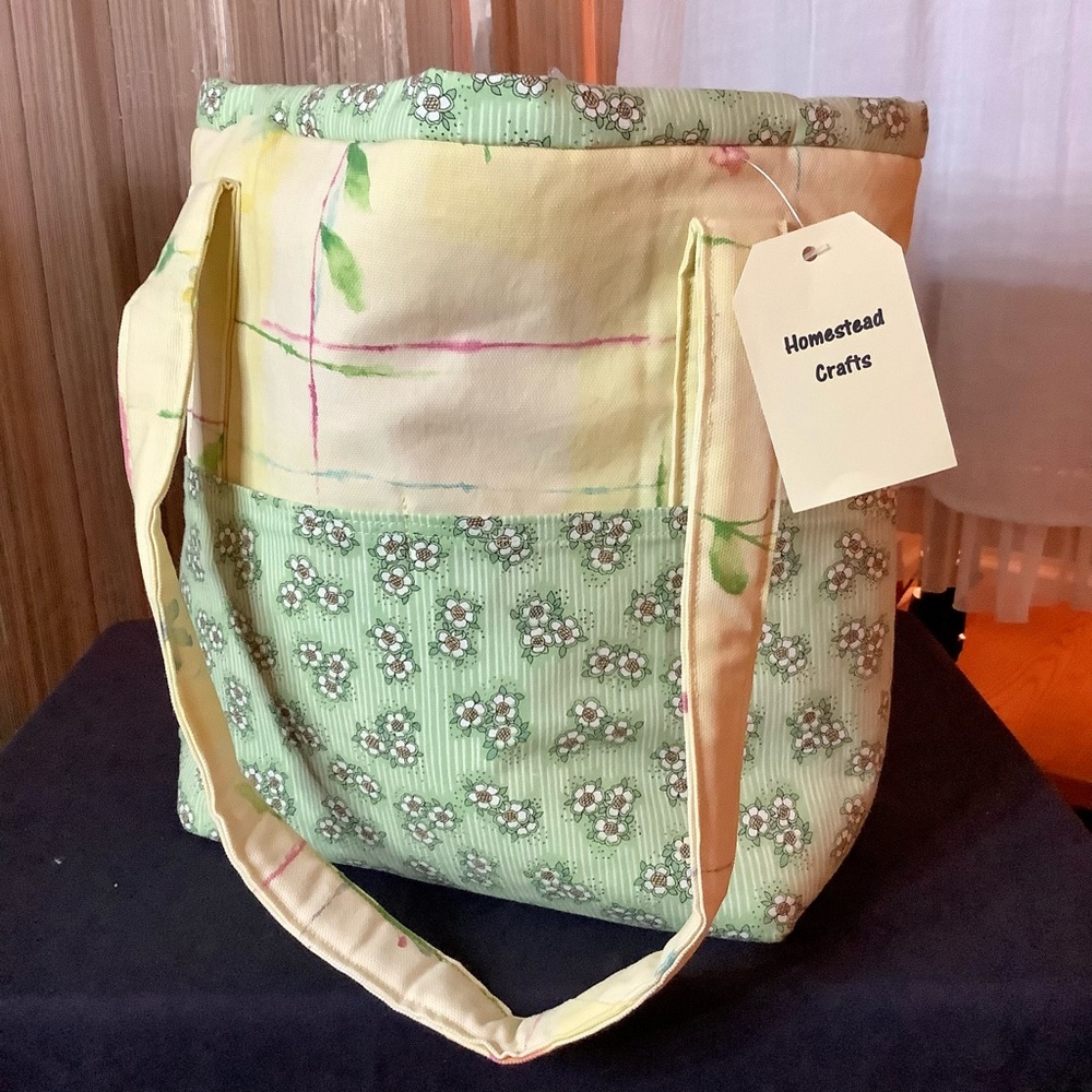 Handmade cotton padded tote bag